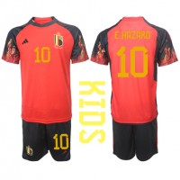 Fotballdrakt Barn Belgia Eden Hazard #10 Hjemmedraktsett VM 2022 Kortermet (+ Korte bukser)